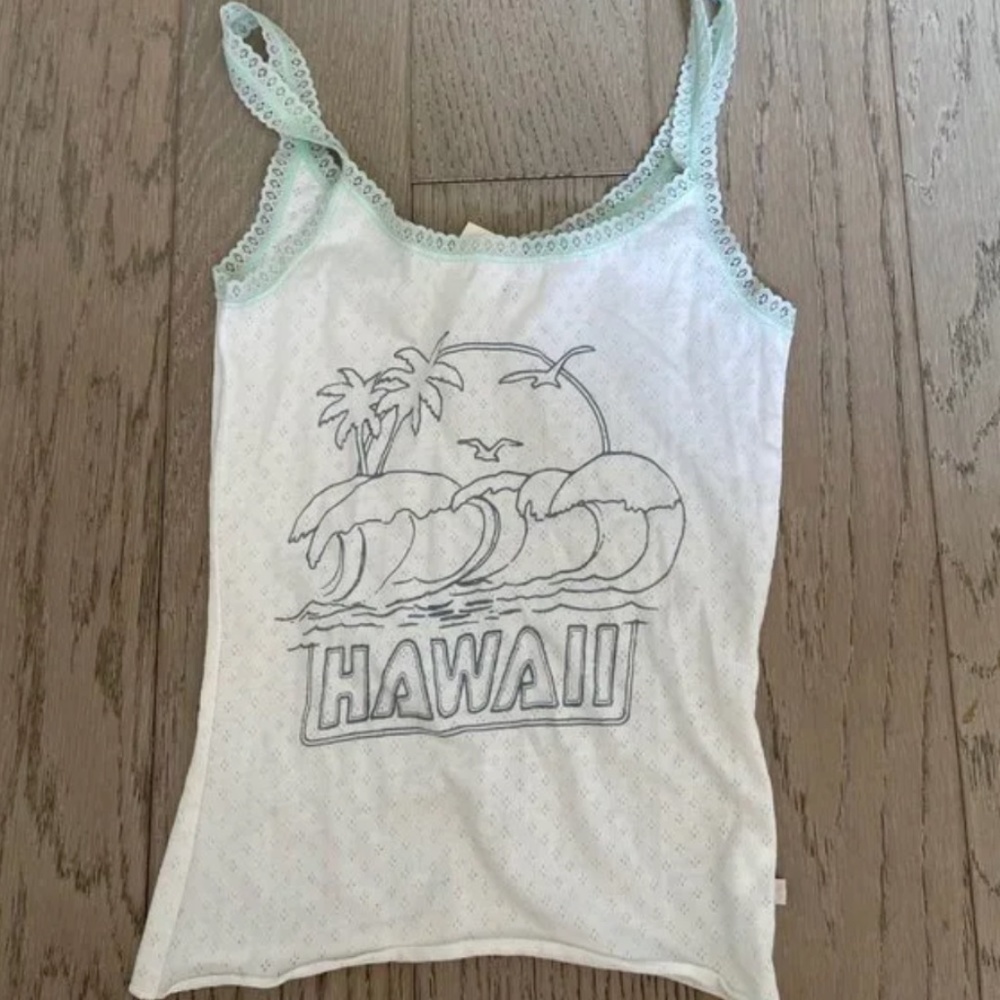 VINTAGE Hollister hawaii eyelet Lace Tank Cami New Y2K